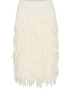 St. Agni Fringe Stretch Silk Midi Skirt - Natural