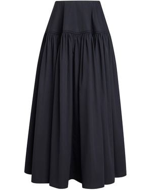 Alaïa Bell Cotton Poplin Maxi Skirt - Blue