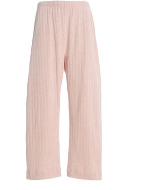 Leset Pointelle-Knit Cotton Crop Wide-Leg Trousers - Pink