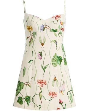 Cara Cara Cherry Linen Mini Dress - White