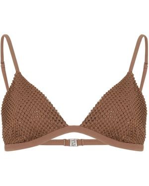 Jonathan Simkhai Joelle Crystal-embellished Bikini Top - Brown