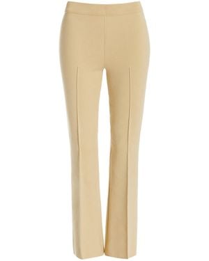 High Sport Kick Stretch-cotton Knit Cropped Flared Trousers - Natural