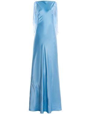 Christopher Esber Exclusive Lattice Lace-Detailed Silk Maxi Dress - Blue