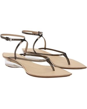 Alaïa Invisible Leather Thong Sandals - Metallic
