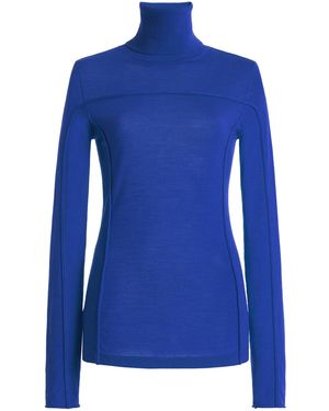 Christopher John Rogers Wool-Silk Lightweight Turtleneck - Blue