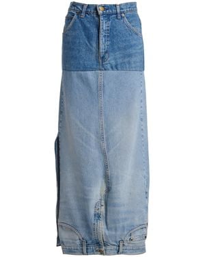 A.W.A.K.E. MODE Recycled Denim Mirror Effect Midi Skirt - Blue