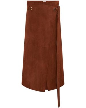 Gabriela Hearst Idalia Belted Suede Midi Wrap Skirt - Brown