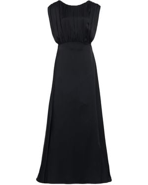 Jil Sander Ruched Satin Maxi Dress - Black