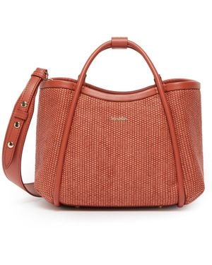 Max Mara Raffia-Effect Cotton-Blend Basketweave Marine Mini Bag - Orange