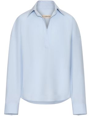 OSSOU Maren Collared Cotton Top - Blue