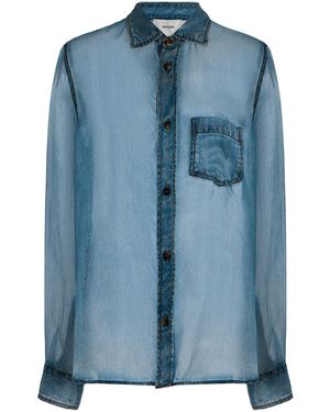 Haikure Ronda Denim-Print Silk Shirt - Blue