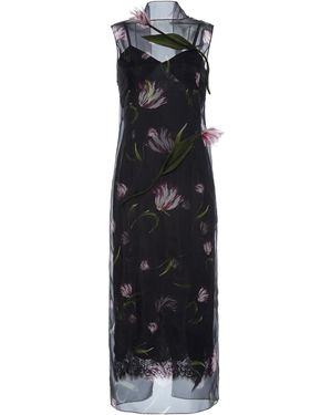 Monse Tulip Sheer Silk Midi Dress - Black