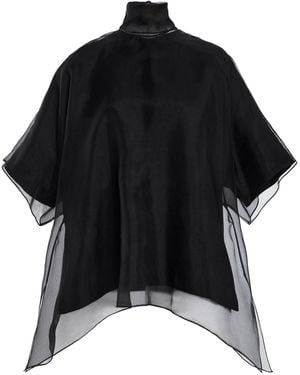 Brandon Maxwell The Cali Tie-Neck Silk-Organza Blouse - Black