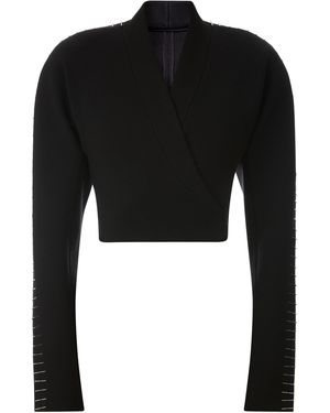 Alaïa Pin-detailed Wool-blend Cropped Wrap Jacket - Black