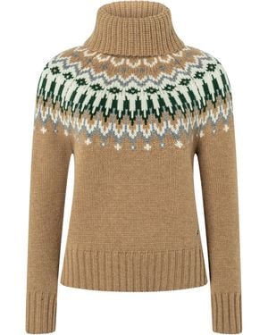 Bogner Ingrid Fair Isle Cashmere Turtleneck Sweater - Green