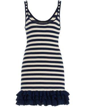 Brandon Maxwell The Sutter Ruffled Cashmere Mini Tank Dress - Blue