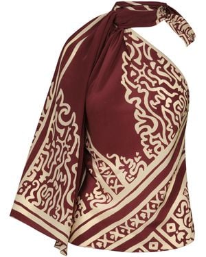Johanna Ortiz Frontier Poem Draped Silk Top - Red