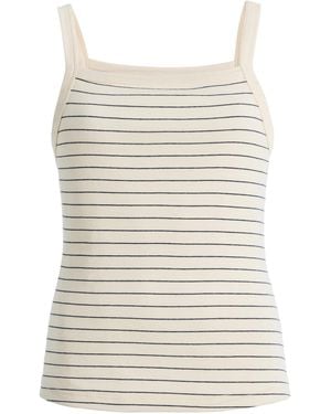 Leset Nando Square-Neck Striped Cotton Tank Top - Natural