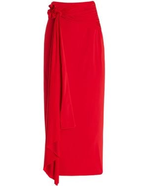 Maygel Coronel Exclusive Crisol Sarong-effect Jersey Maxi Skirt - Red