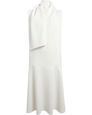 KHAITE Loell Draped Crepe-Satin Midi Dress - White