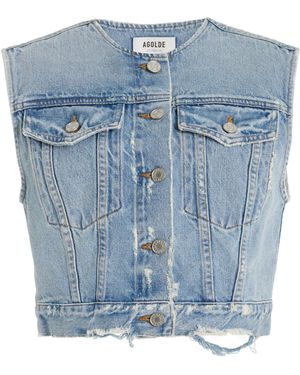 Agolde Leo Cropped Denim Vest - Blue