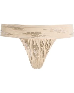 Ziah Embroidered Hipster Bikini Bottom - Natural
