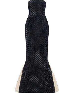 Lela Rose Chloe Polka Dot Jacquard Gown - Black