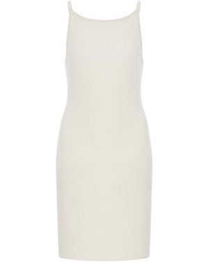 ÉTERNE Iris Ribbed Jersey Mini Dress - White