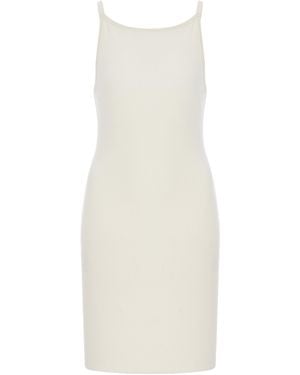 ÉTERNE Iris Ribbed Jersey Mini Dress - White