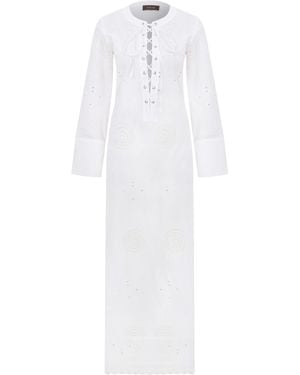 Anim Fina Lace-Tie Cotton Maxi Dress - White