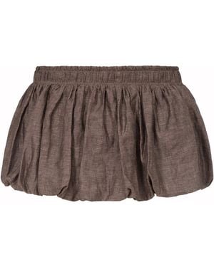 Ludovic de Saint Sernin Palais Bubble-Hem Linen Mini Skirt - Brown