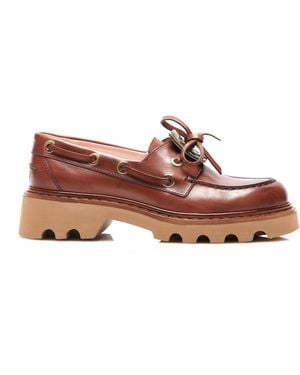 Roger Vivier Viv Rangers Leather Boat Shoes - Pink