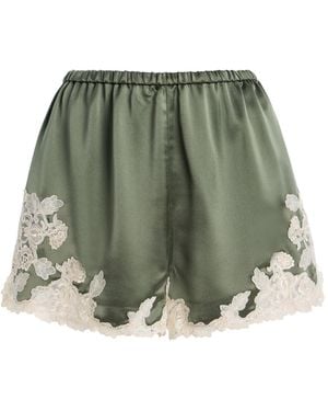 By Malene Birger Eri Lace-Trimmed Satin Shorts - Green