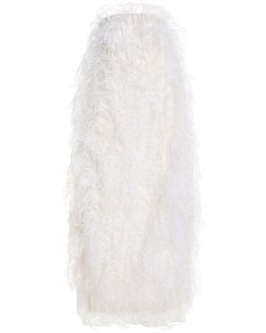 Atelier Prabal Gurung Hand-Feathered Satin-Faced Organza Maxi Dress - White