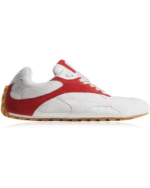 Bottega Veneta Orbit Flash Suede-Trimmed Trainers - Red