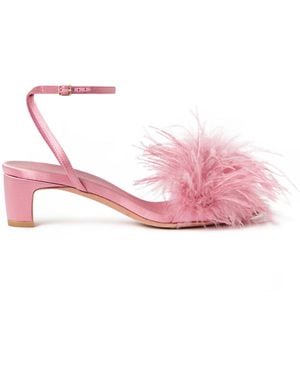 Loeffler Randall Senna Feather-embellished Satin Sandals - Pink