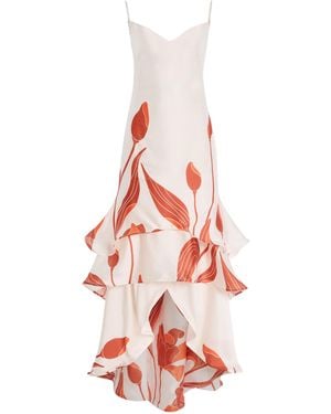 ANDRES OTALORA Exclusive Arte Mio Tulip-printed Satin Maxi Dress - White