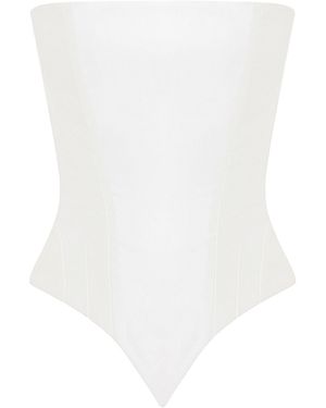BALYKINA Satin Corset Top - White