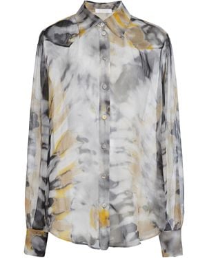 Chloé Organic Silk Button-down Shirt - Gray