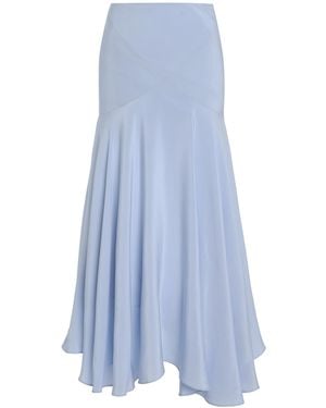 Rodarte Exclusive Riviera Silk-blend Crepe Midi Skirt - Blue