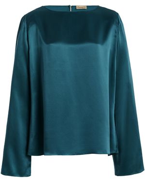 Comme Si Bell Sleeve Silk Top - Green