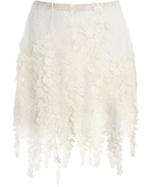Oscar de la Renta Appliquéd Lace Mini Skirt - Natural