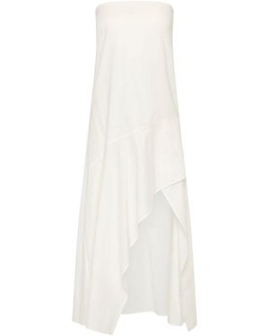 St. Agni Strapless Cotton Oxford Midi Dress - White