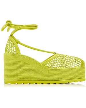 Bottega Veneta Lace-Up Wedge Espadrilles - Yellow