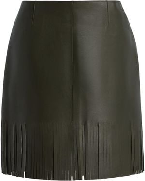 Etro Fringed Leather Skirt - Green