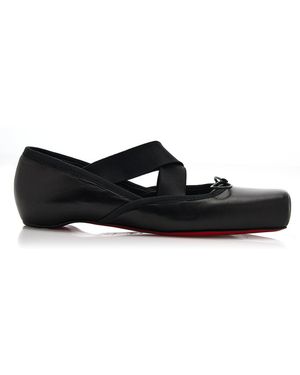 Christian Louboutin Cassiasticina Leather Ballet Flats - Black