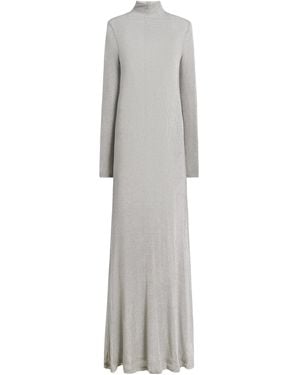 TOVE Torra Metallic Ribbed-Knit Maxi Dress - Grey