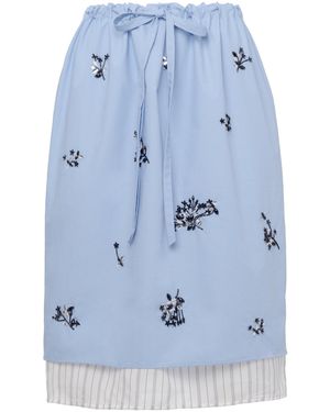 DES_PHEMMES Embellished Cotton Knee-Length Skirt - Blue