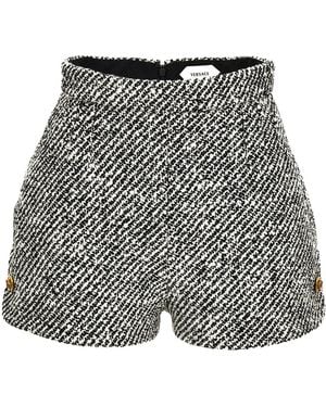 Versace Wool Boucle Mini Shorts - Gray