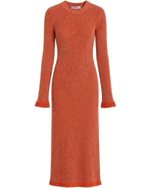 MACCAPANI Sara Cotton-Blend Midi Dress - Red